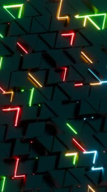 Parlak Neon Işıklı Soyut Dijital Devre