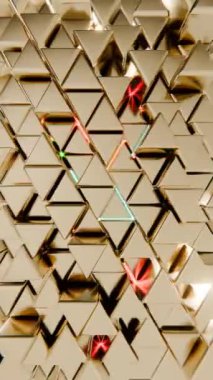 Neon Aksanlı Geometrik Altın Piramitler