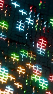 Parlak Neon Işıklı Soyut Dijital Devre