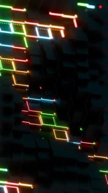 Neon Işık Aksanlı Renkli Dijital Izgara