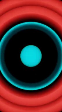 Siyah Arkaplanda Cyan ve Magenta Renkleriyle Simetrik Neon Halkaları