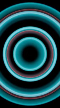 Siyah Arkaplanda Cyan ve Magenta Renkleriyle Simetrik Neon Halkaları