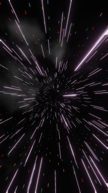 Uzayda Işık Hızı: Karanlık Arkaplanda Soyut Işık Çizgileri