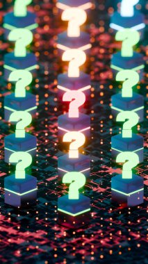 Devre Tahtasındaki Parlak Soru İşaretleri Dijital İnovasyon ve Problem Çözme Temsilcisi