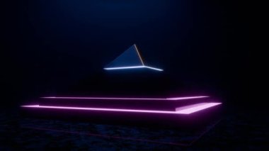 Mor Işıltılı Karanlık Yüzey Üzerine Geleceğin Sinir Piramidi Yapısı