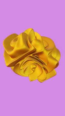 Abstract Yellow Silk Sculpture on Purple Background clipart