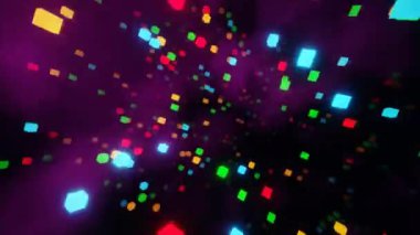 Neon Geometrik Şekiller Karanlıkta Yüzüyor