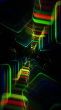 Parlak Soyut Neon Işık Tüneli Karanlık Arkaplanda Renkli Çizgilerle