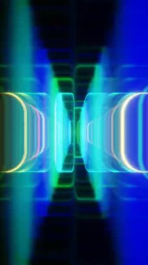 Parlak Soyut Neon Işık Tüneli Karanlık Arkaplanda Renkli Çizgilerle