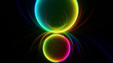 Karanlık Arkaplanda Canlı Renklerle Soyut Neon Spiral Işıklar