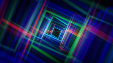 Karanlık Arkaplanda Renkli Çizgilerle Geleceğin Neon Işık Ağı