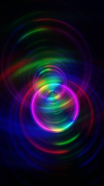 Karanlık Arkaplanda Canlı Renklerle Soyut Neon Spiral Işıklar