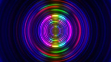 Karanlık Arkaplanda Renkli Soyut Neon Dairesel Tünel
