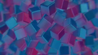 Geometrik 3 boyutlu desende soyut Mavi ve Pembe Küpler