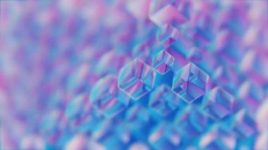 Geometrik 3 boyutlu desende soyut Mavi ve Pembe Küpler