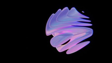 Siyah Arkaplanda Yumuşak Pastel Renkleriyle Soyut Organik 3B Şekil