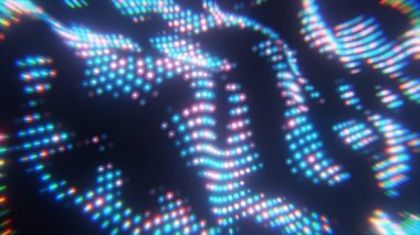 Colorful digital light grid with dynamic wave pattern on dark backgroun clipart