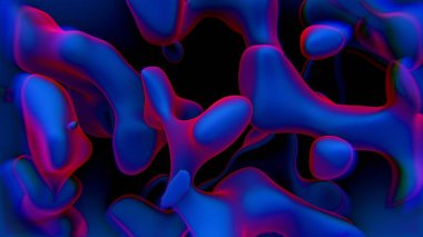 Soyut organik şekiller mavi ve kırmızı ve pürüzsüz eğimli