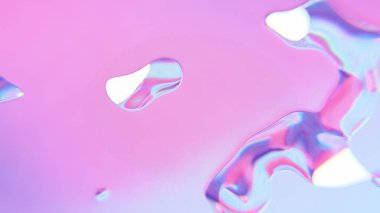 Yanardöner pembe ve mavi renkli soyut yüzen form