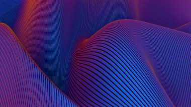 Mavi ve kırmızı renkli soyut çizgiler eğimsel akış
