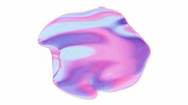 Yanardöner pembe ve mavi renkli soyut yüzen form