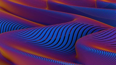 Canlı Mor ve Turuncu Çizgilerin Soyut Rolling Hills 'i