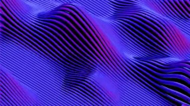 Pembe ve mavi renkli dalgalı küpler içeren soyut geometrik desen