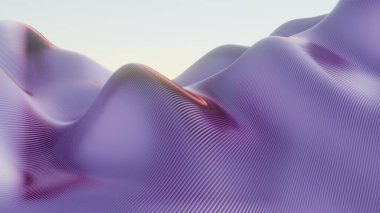 Yumuşak Tonlarda Gerçeküstü Gün Batımı Soyut Dalgalı Manzarası