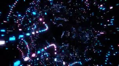 Parlayan Dijital Piksel Mavi Tünel ve Pembe Girdap Efekti