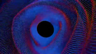 Mavi ve Mor Aksanlı Karanlık Uzayda Soyut Spiral Işık Tasarımı