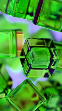 Soyut Yansımalı Çok Renkli Cam Küpler