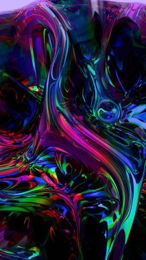 Parlak Yansımalı Renkli Soyut Sıvı Biçimi