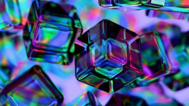 Soyut Yansımalı Çok Renkli Cam Küpler