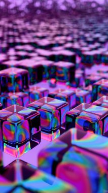 Soyut Yansımalı Çok Renkli Cam Küpler