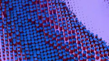 3B Geometrik Bileşimli Mavi ve Kırmızı Silindirler