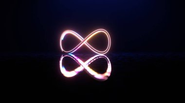 Karanlık Uzayda Yansıması Olan Neon Sonsuzluk Sembolü