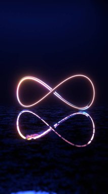 Karanlık Uzayda Yansıması Olan Neon Sonsuzluk Sembolü