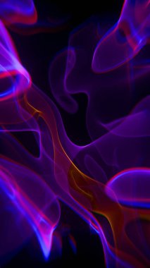 Karanlık Arkaplanda Soyut Duman benzeri Neon Işığı İzleri