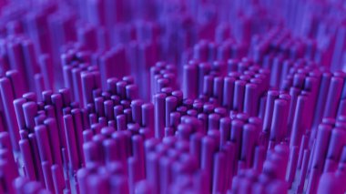 Mor Altıgen Sütunlu Soyut 3B Peyzaj