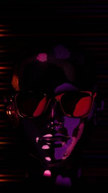 Retro Futuristic Mannequin with Sunglasses and Neon Lights clipart