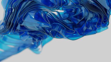 Abstract Flowing Blue Glass Sculpture on White Background clipart