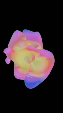 Siyah Arkaplan Üzerine Neon Pastellerde Canlı Soyut Sıvı Biçimi