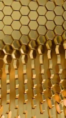 Yansıtıcı Dokuya sahip soyut 3D Altıgen Altın Desen