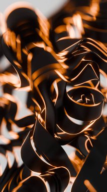 Abstract Black Ribbons with Orange Glow Accents clipart