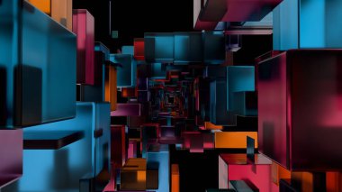 Colorful Transparent Blocks in Abstract Composition clipart