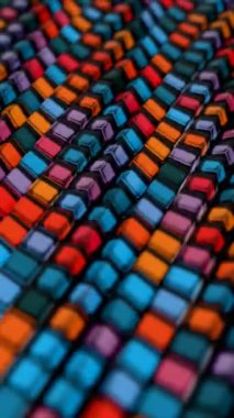 Düzenlenmiş Düzenlemedeki Yansıtıcı Küplerin Renkli 3D Izgarası