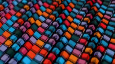 Düzenlenmiş Düzenlemedeki Yansıtıcı Küplerin Renkli 3D Izgarası