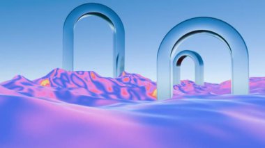 Dalgalı soyut bir manzara. 3d illüstrasyon.