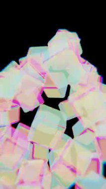 Neon Parlamalı 3D Şeffaf Küpler