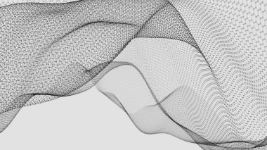 Siyah ve Beyaz Akan Soyut Dalgalarla Altıgen Örgü Deseni